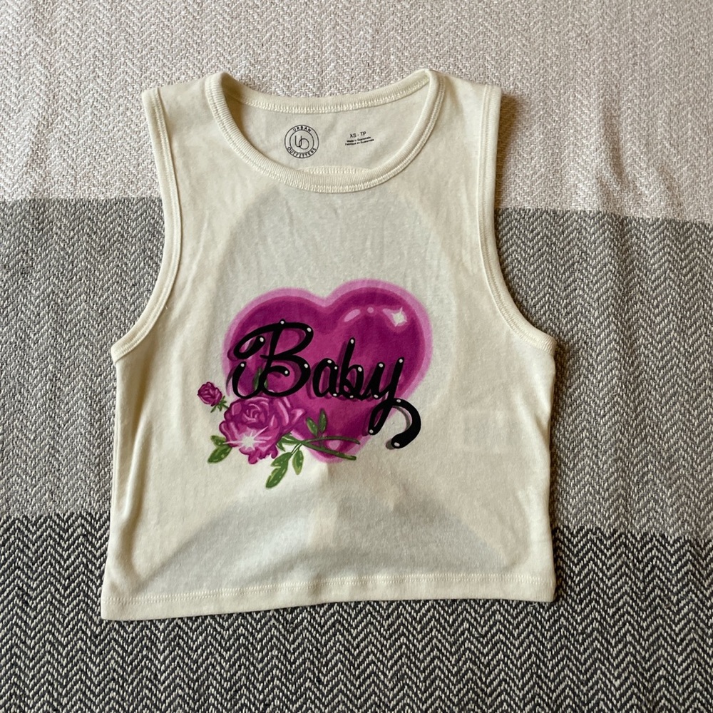 Yellow Spray Paint Crop Top “Baby”
